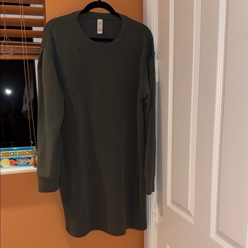 SPANX Air Essentials Crewneck Dress in Olive Green